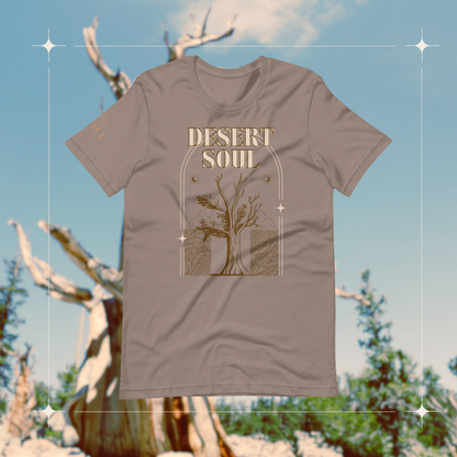 DESERT SOUL Unisex T-Shirt in Pebble - Front Graphic